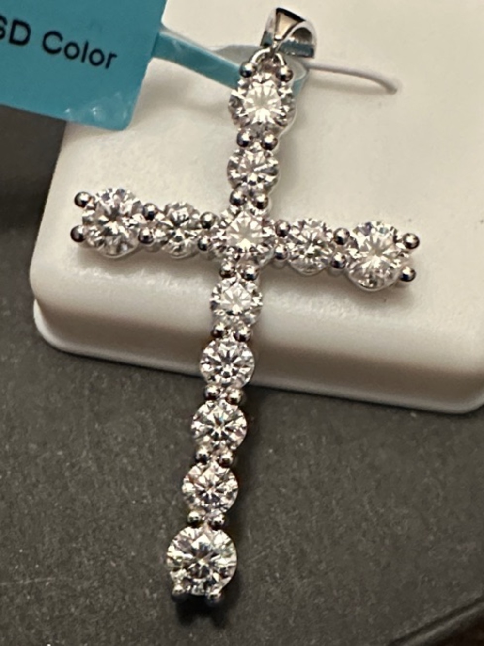 Sterling Cross Pendant Necklace with Stones